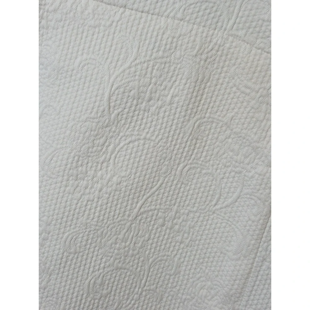 2 Vtg Sferra Bros Matelasse Pillow Shams Ivory Portugal Floral Scroll Luxury